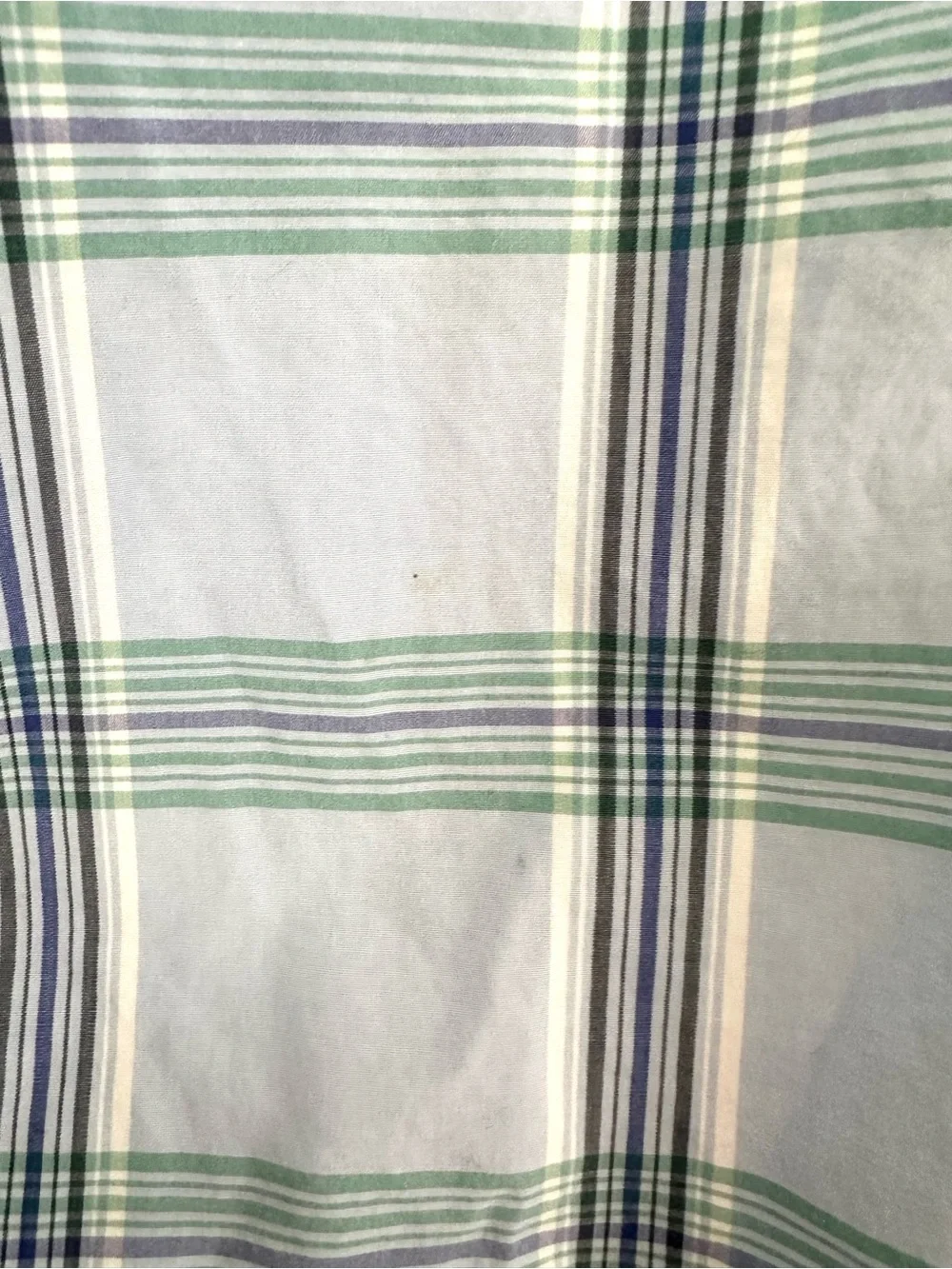 Banana Republic Men’s Light Blue and Green Plaid Button-Down Shirt- small stain